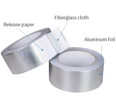 Aluminum Foil Glass Cloth Tape 170 Micron Thickness With Solvent Acrylic Adhesive